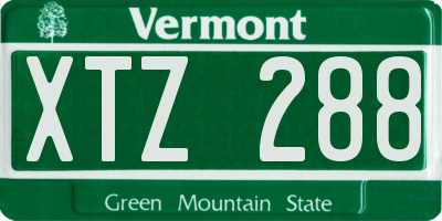 VT license plate XTZ288