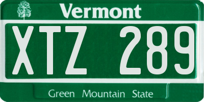 VT license plate XTZ289
