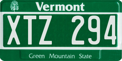 VT license plate XTZ294