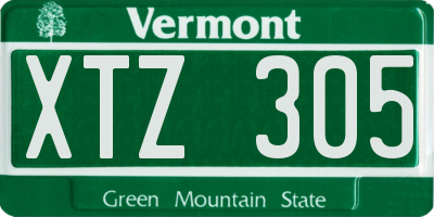 VT license plate XTZ305
