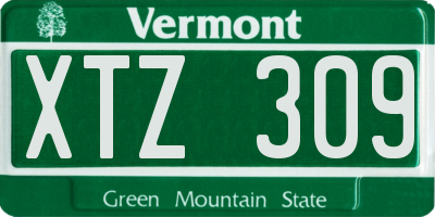VT license plate XTZ309
