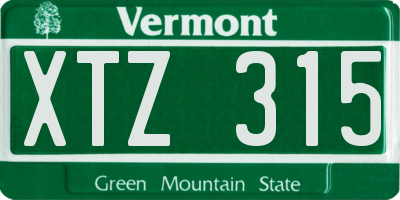 VT license plate XTZ315