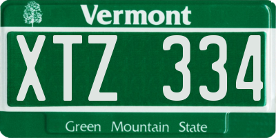VT license plate XTZ334