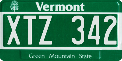 VT license plate XTZ342