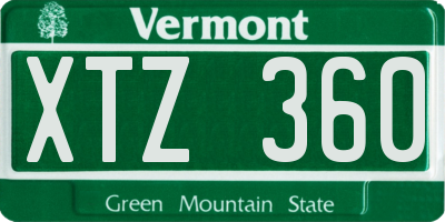 VT license plate XTZ360