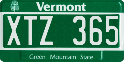 VT license plate XTZ365