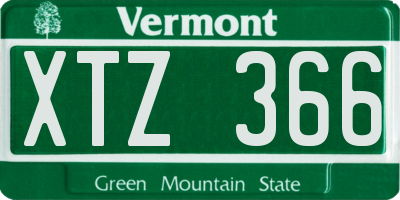 VT license plate XTZ366