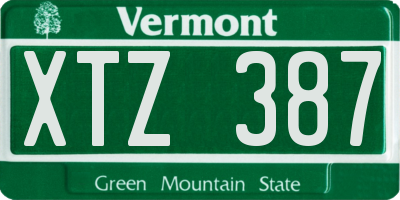 VT license plate XTZ387