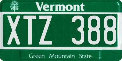 VT license plate XTZ388