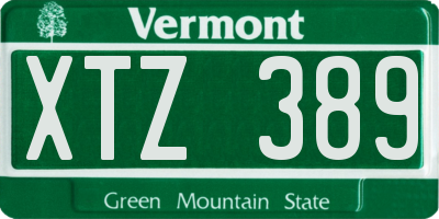 VT license plate XTZ389