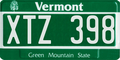 VT license plate XTZ398