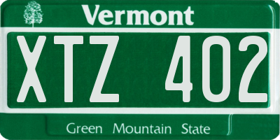 VT license plate XTZ402