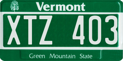 VT license plate XTZ403
