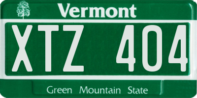 VT license plate XTZ404