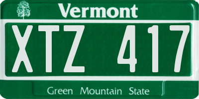 VT license plate XTZ417