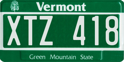 VT license plate XTZ418