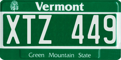 VT license plate XTZ449