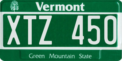 VT license plate XTZ450