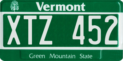 VT license plate XTZ452