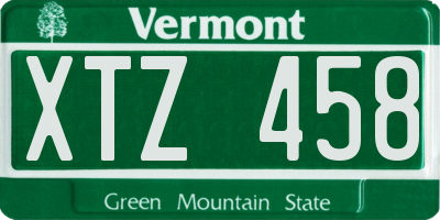 VT license plate XTZ458