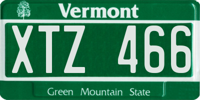 VT license plate XTZ466