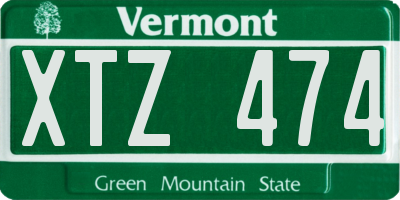 VT license plate XTZ474