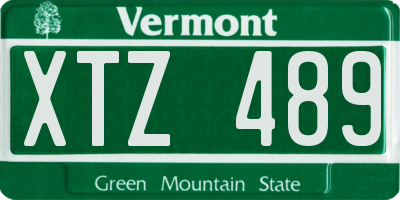VT license plate XTZ489