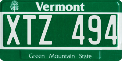 VT license plate XTZ494