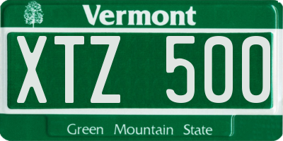 VT license plate XTZ500