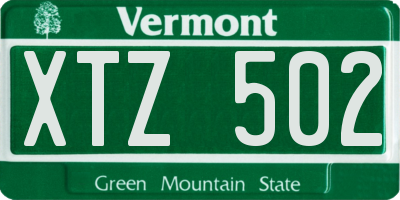 VT license plate XTZ502
