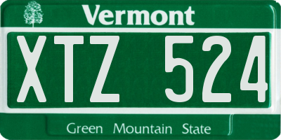 VT license plate XTZ524