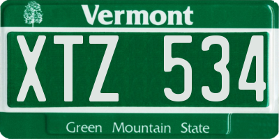 VT license plate XTZ534