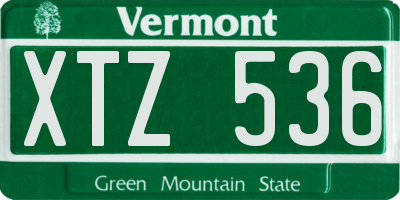 VT license plate XTZ536