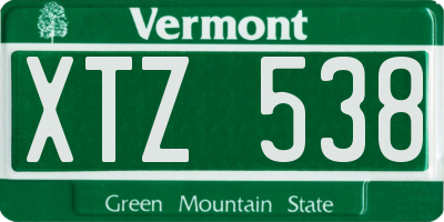 VT license plate XTZ538