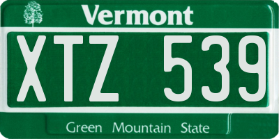 VT license plate XTZ539