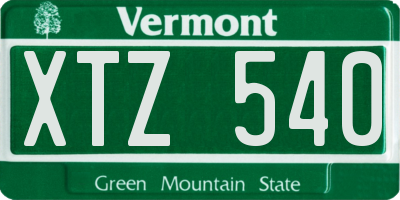 VT license plate XTZ540