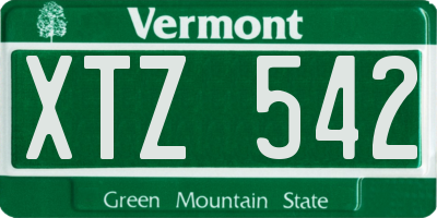 VT license plate XTZ542