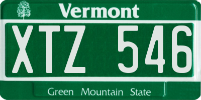 VT license plate XTZ546