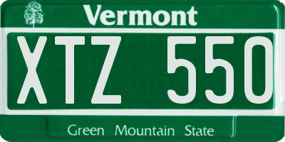 VT license plate XTZ550