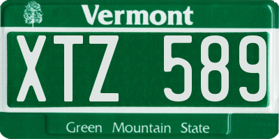 VT license plate XTZ589
