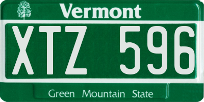 VT license plate XTZ596