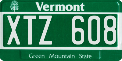 VT license plate XTZ608