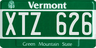 VT license plate XTZ626