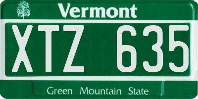 VT license plate XTZ635