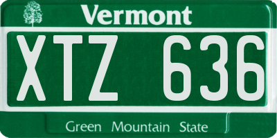 VT license plate XTZ636