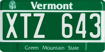 VT license plate XTZ643