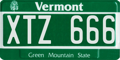 VT license plate XTZ666