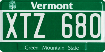 VT license plate XTZ680