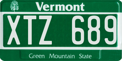 VT license plate XTZ689