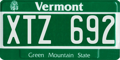 VT license plate XTZ692